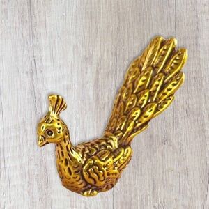 Antique Brass Peacock Sculpture Figure